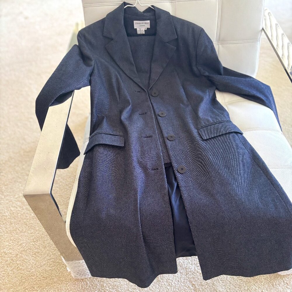 European Navy w/wubtle silver sparkles Coat-Pantsuit
